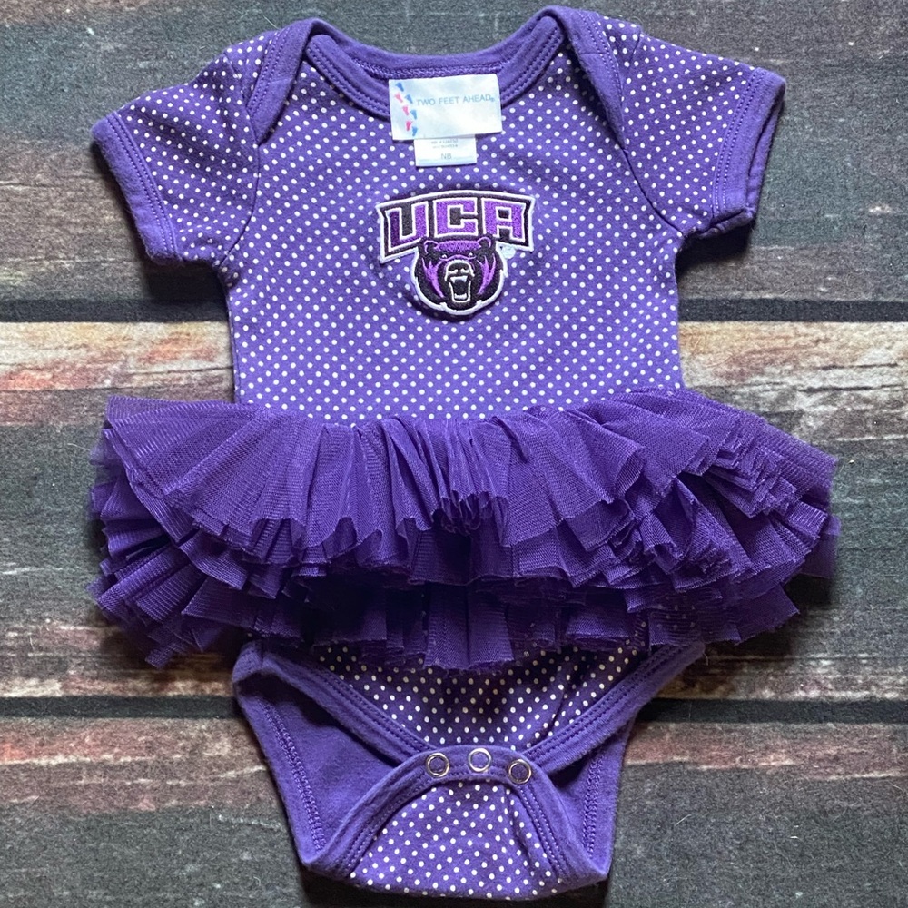 University of Central Arkansas (UCA) Purple Polka Dot Newborn Onesie with Tutu